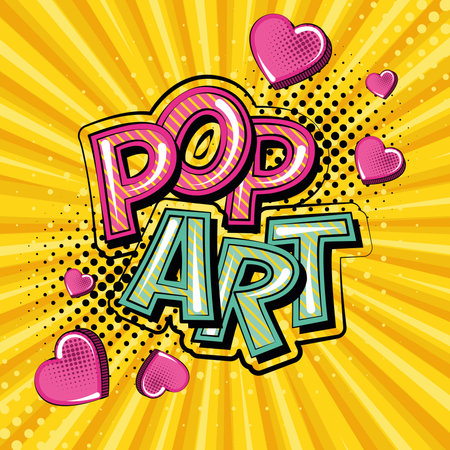 Pop art expression with halftone effect and heart shapes Comic Vectorのイラスト素材