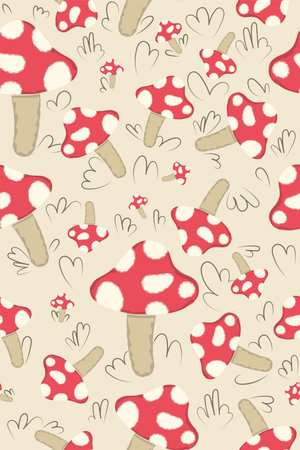 Colored seamless pattern background with mushrooms Vectorのイラスト素材