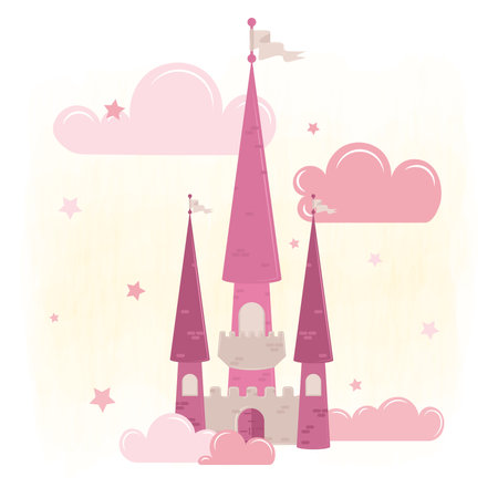 Isolated magical castle Clouds and stars Vectorのイラスト素材