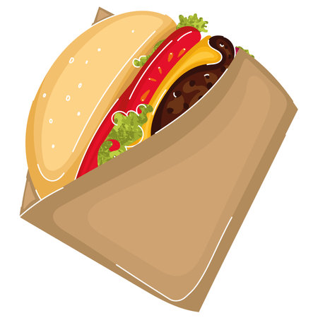 Isolated colored cheese burger sketch icon Vectorのイラスト素材