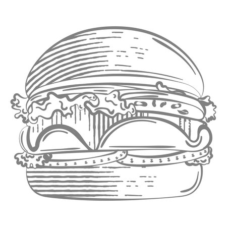 Isolated sketch of a cheese burger icon Vectorのイラスト素材