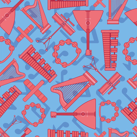 Colored seamless pattern background with musical instruments Vectorのイラスト素材