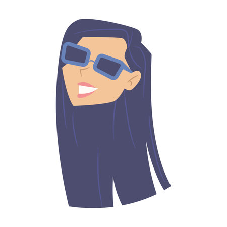 Isolated cute female character avatar with sunglasses Vectorのイラスト素材
