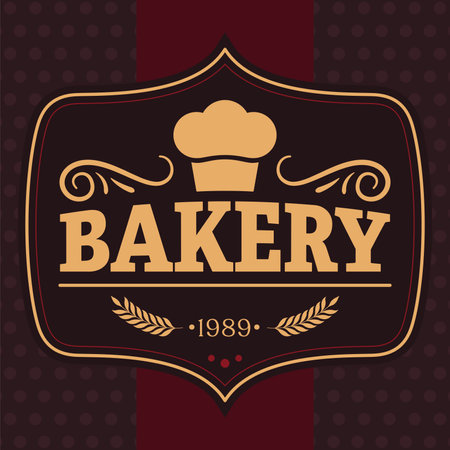 Isolated retro high quality premium bakery badge with a chef hat Vectorのイラスト素材