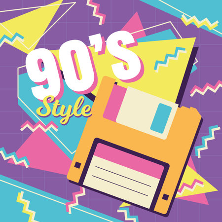Isolated floppy disk Nostalgic retro background Vector