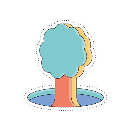 Isolated cute groovy tree sticker icon Vectorのイラスト素材