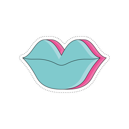 Isolated colored groovy 3d woman lips sticker icon Vectorのイラスト素材