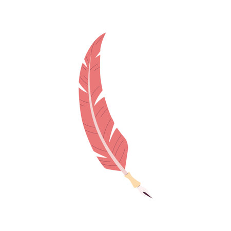 Isolated colored calligraphy feather sketch icon Vectorのイラスト素材