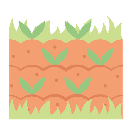 Isolated planted leaves on soil gardening icon Vectorのイラスト素材