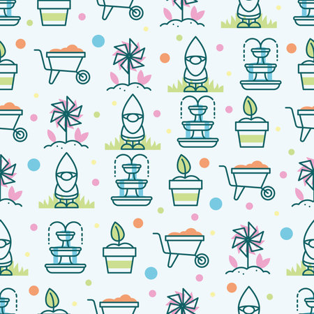 Seamless pattern background with gardening icons Vectorのイラスト素材