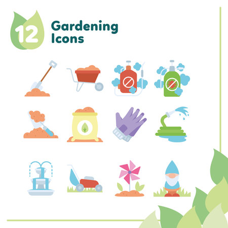 Set of different colored gardening icons Vectorのイラスト素材