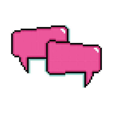 Isolated pink pixelated comic speech bubble chats Vectorのイラスト素材