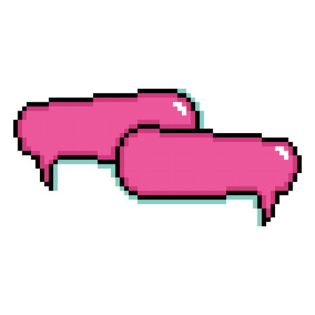 Isolated pink pixelated comic speech bubble chats Vectorのイラスト素材