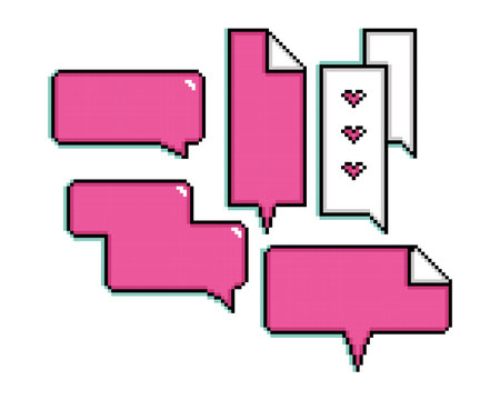 Set pf pixelated comic speech bubble chats Vectorのイラスト素材