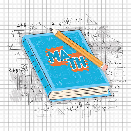 Isolated Math book with a pencil and formulas Math class concept Vectorのイラスト素材