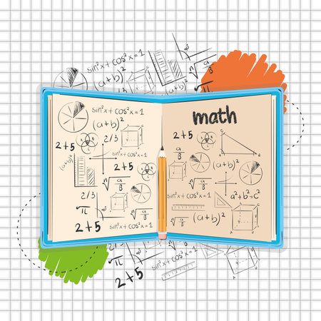 Isolated open book with mathematical formulas Math class concept Vectorのイラスト素材
