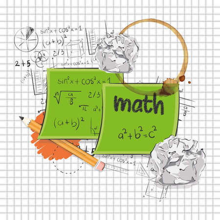 Pair of sticker notes with mathematical formulas Math class concept Vectorのイラスト素材