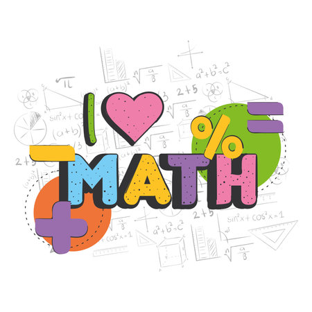 Isolated math lettering with mathematical operators Math class concept Vectorのイラスト素材