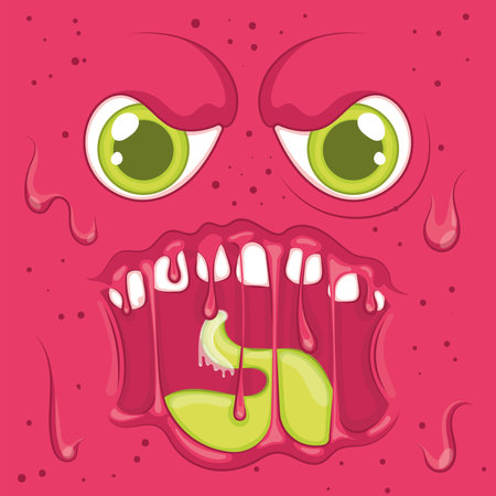 Colored red angry monster avatar background Vectorのイラスト素材