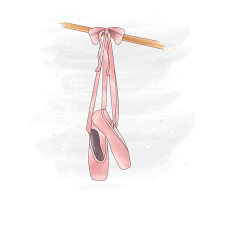 Colored watercolored hanged ballet shoes sketch Vectorのイラスト素材