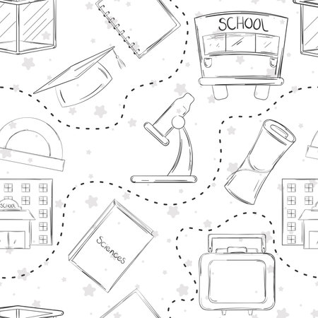 Seamless pattern background with school supply icons Vectorのイラスト素材