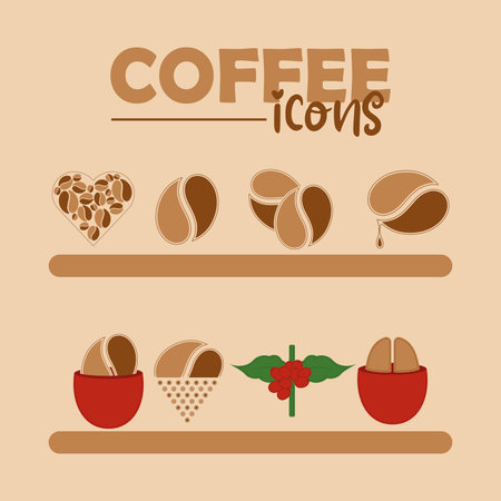 Set of different coffee icons Vectorのイラスト素材