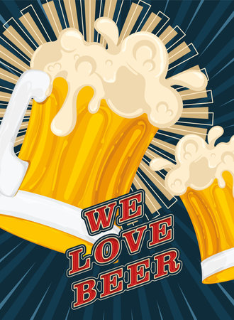 Poster of we love beer Beer glass with foam Vectorのイラスト素材