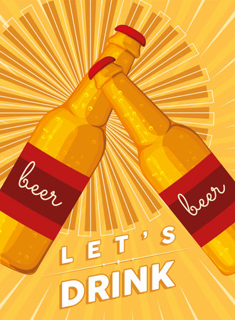 Poster of lets drink Beer bottles Vectorのイラスト素材