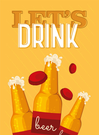 Poster of lets drink Beer bottles Vectorのイラスト素材