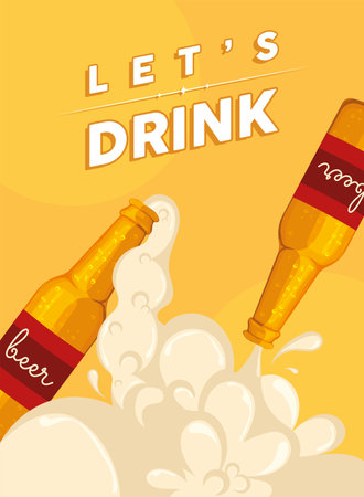 Poster of lets drink Beer bottles Vectorのイラスト素材