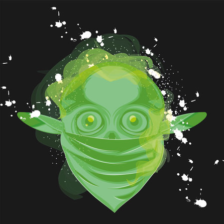 Isolated colored skull with smuggler headband graffiti style Vectorのイラスト素材