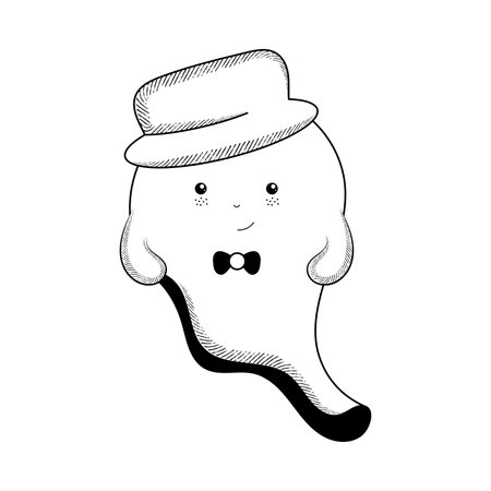 Isolated sketch of a cute halloween ghost character Vectorのイラスト素材