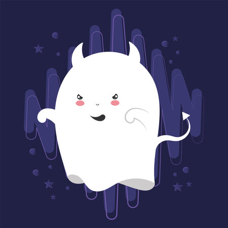 Isolated cute halloween ghost character Vectorのイラスト素材