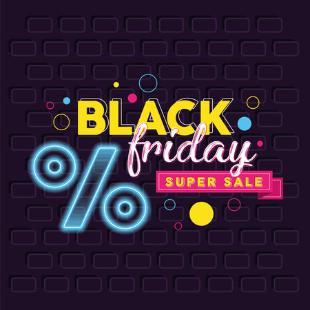 Black friday neon background Vectorのイラスト素材