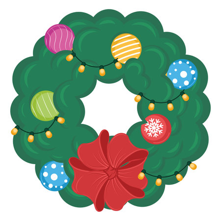 Colored christmas holly wreath decoration icon Vectorのイラスト素材