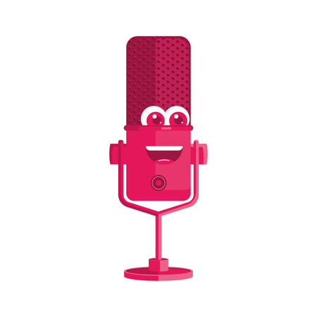 Cute podcast microphone character Vectorのイラスト素材