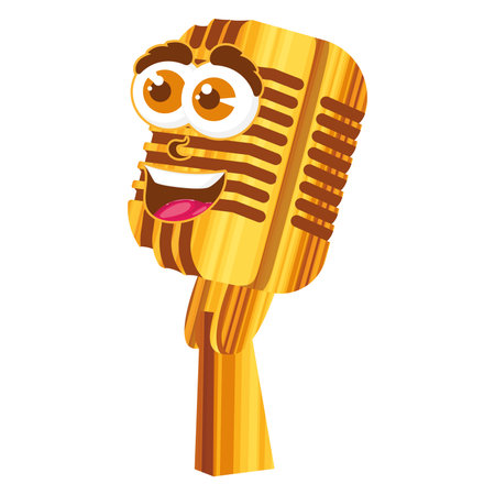 Cute podcast microphone character Vectorのイラスト素材