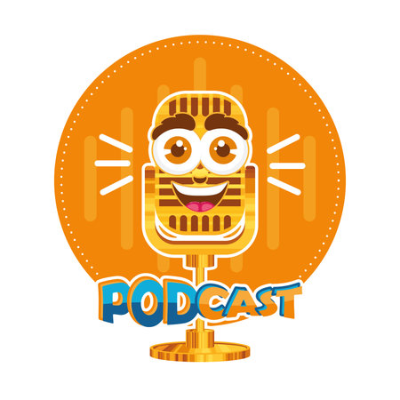 Cute podcast template Vectorのイラスト素材