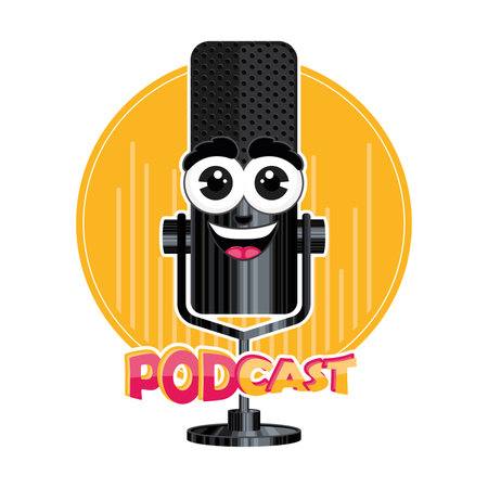 Cute podcast template Vectorのイラスト素材