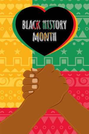 Black history month vertical poster Deal hands gesture Vectorのイラスト素材