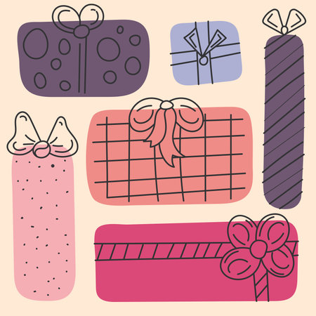 Gift boxes wallpaper Hand Drawn Vectorのイラスト素材