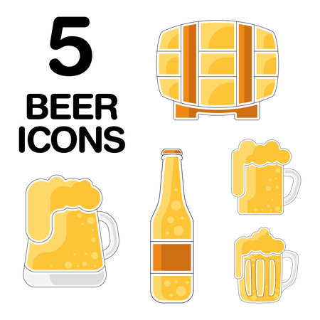 Colored beers sketches Icon set Vectorのイラスト素材
