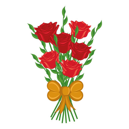 Realistic detailed rose flowers bouquet Vectorのイラスト素材
