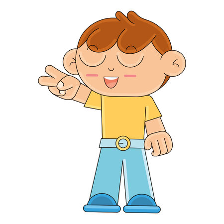 Happy boy cartoon kawaii Vector illustrationのイラスト素材