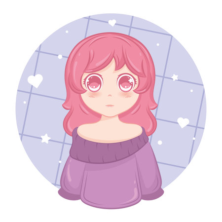 Cute kawaii girl cartoon character Vector illustrationのイラスト素材