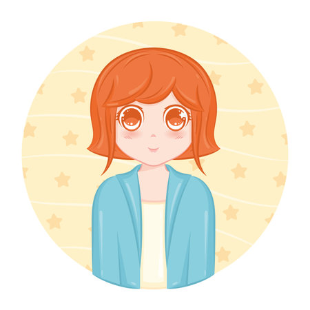 Cute kawaii girl cartoon character Vector illustrationのイラスト素材
