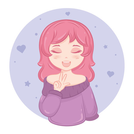 Cute kawaii girl cartoon character Vector illustrationのイラスト素材