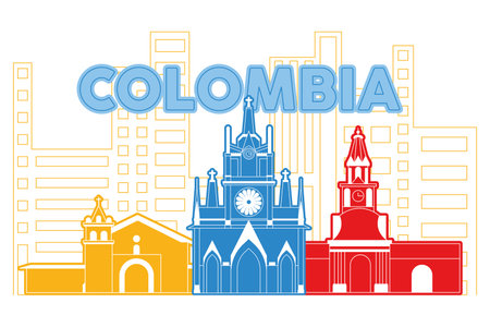 Colombia skyline Modern cityscape Vector illustrationのイラスト素材