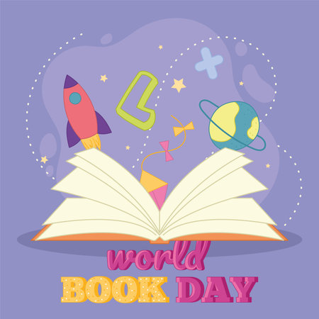 World book day poster Science and space Vectorのイラスト素材