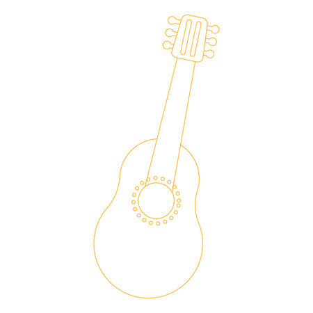 Yellow outlined guitar illustration in simple minimalist design, Vectorのイラスト素材